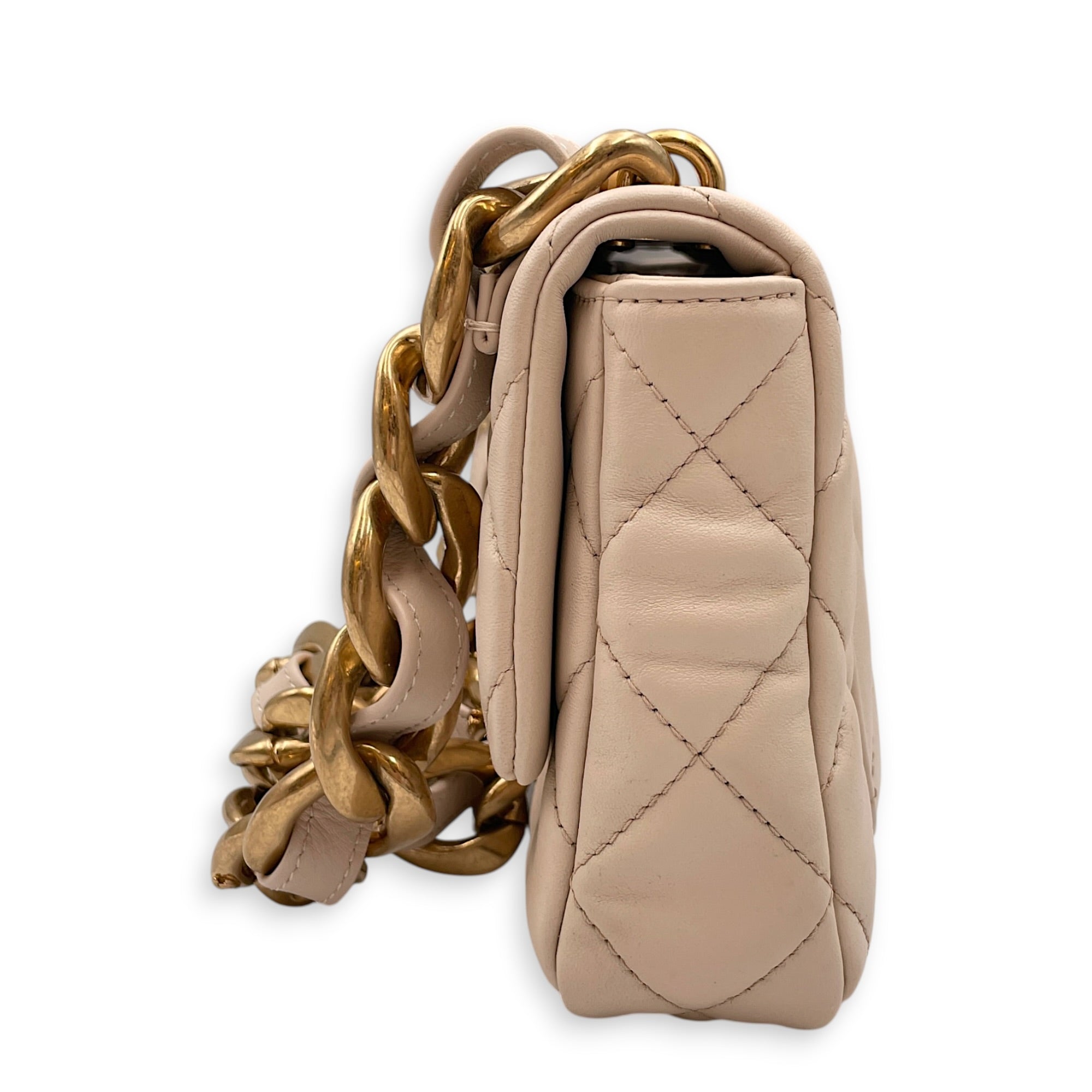 Funky Town  20 Beige Shoulder Bag in Calfskin Gold hardware