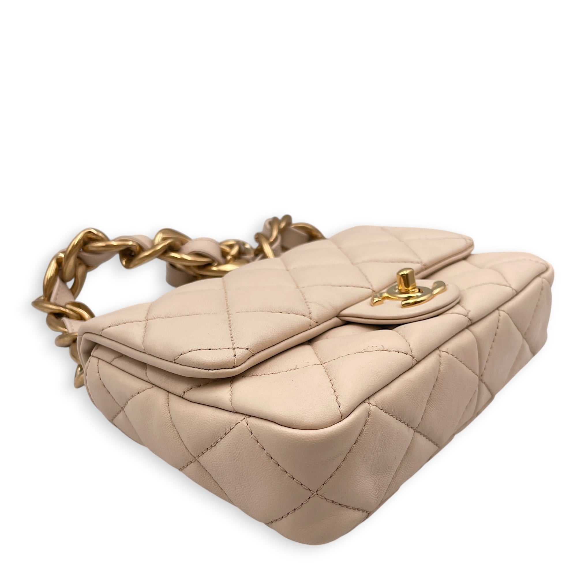 Funky Town  20 Beige Shoulder Bag in Calfskin Gold hardware