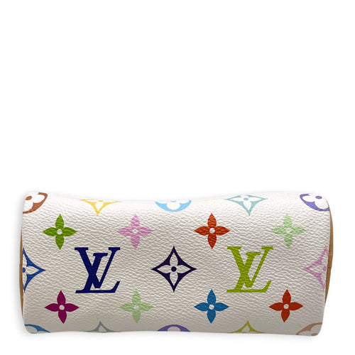 Speedy Nano  White Multicolore Top Handle Bag in Monogram Coated Canvas Gold hardware