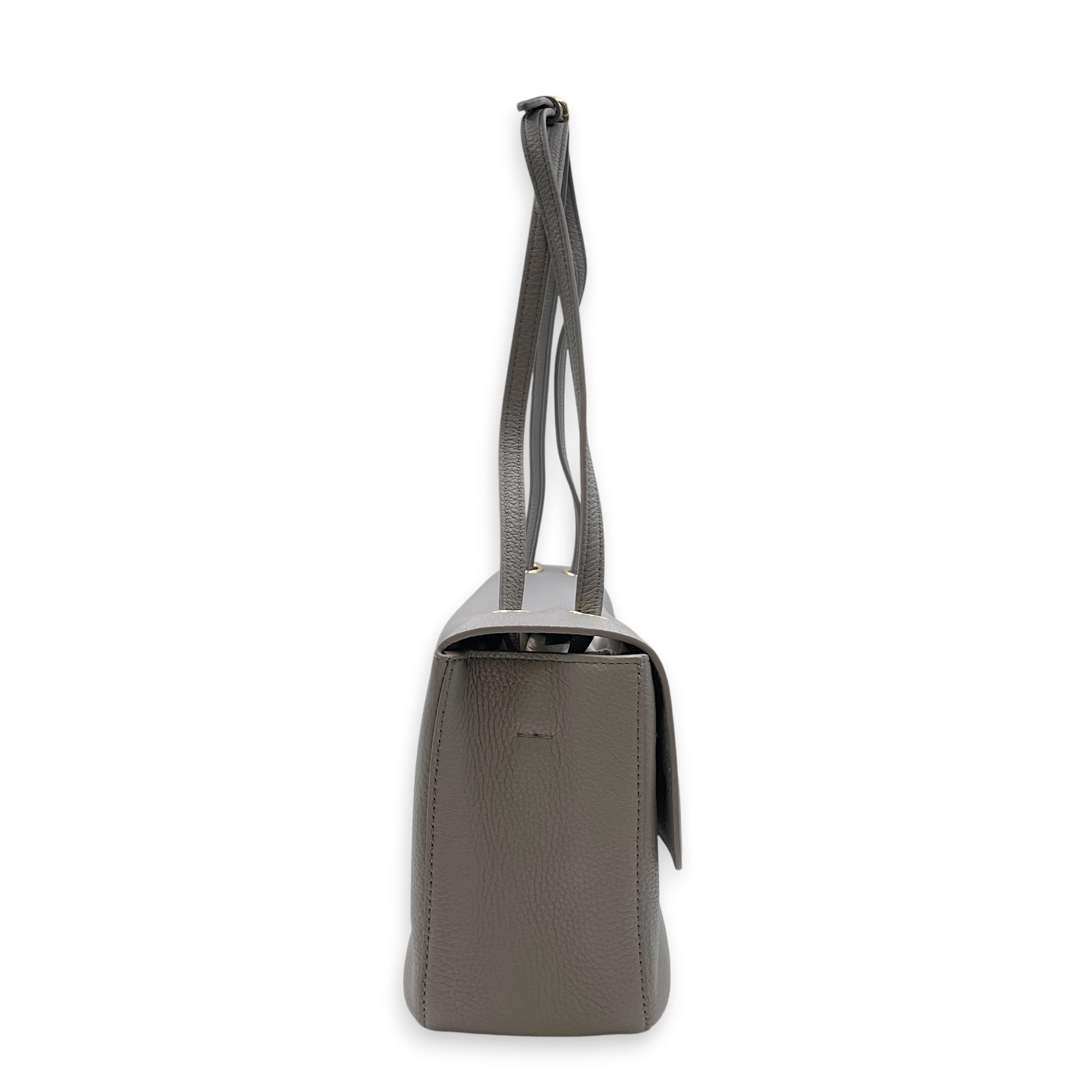 Maxi Flap 32 Grey Top Handle Bag in Caviar Leather Gold hardware