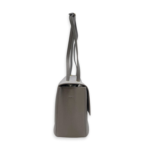 Maxi Flap 32 Grey Top Handle Bag in Caviar Leather Gold hardware