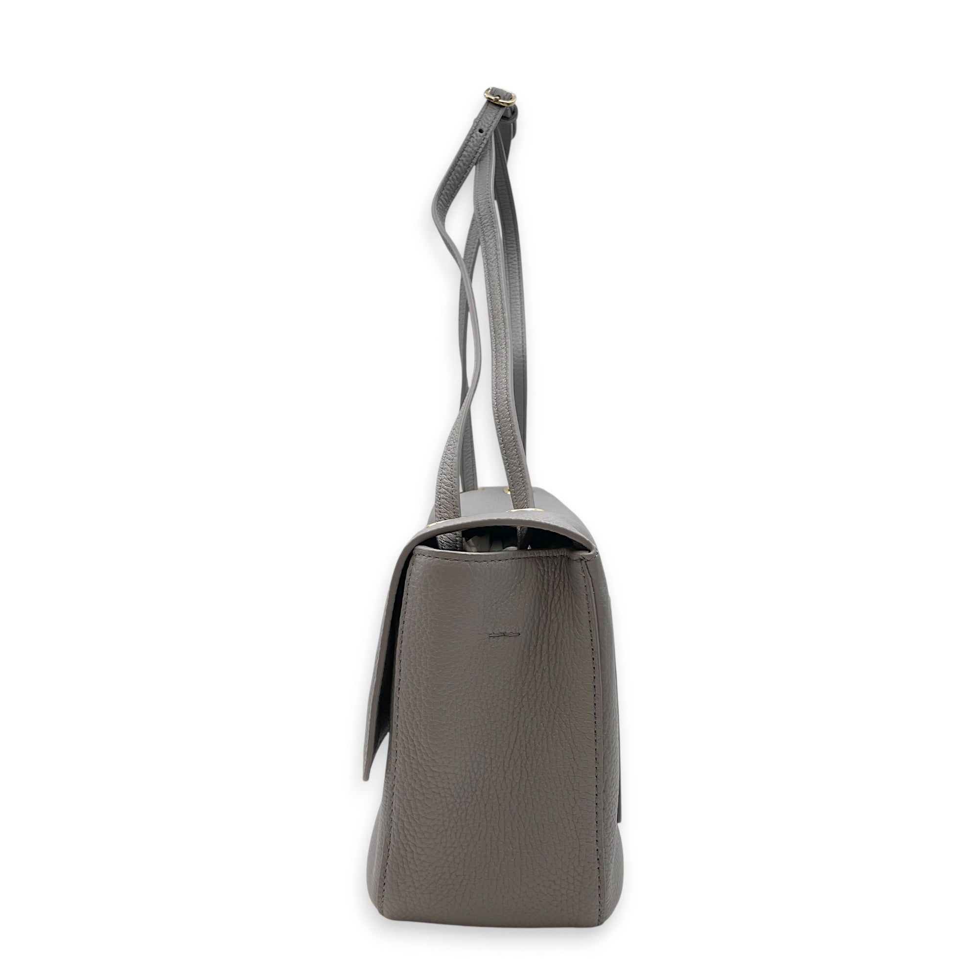 Maxi Flap 32 Grey Top Handle Bag in Caviar Leather Gold hardware