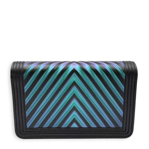 Boy Iridescent Black Wallet On Chain in Lambskin Ruthenium hardware