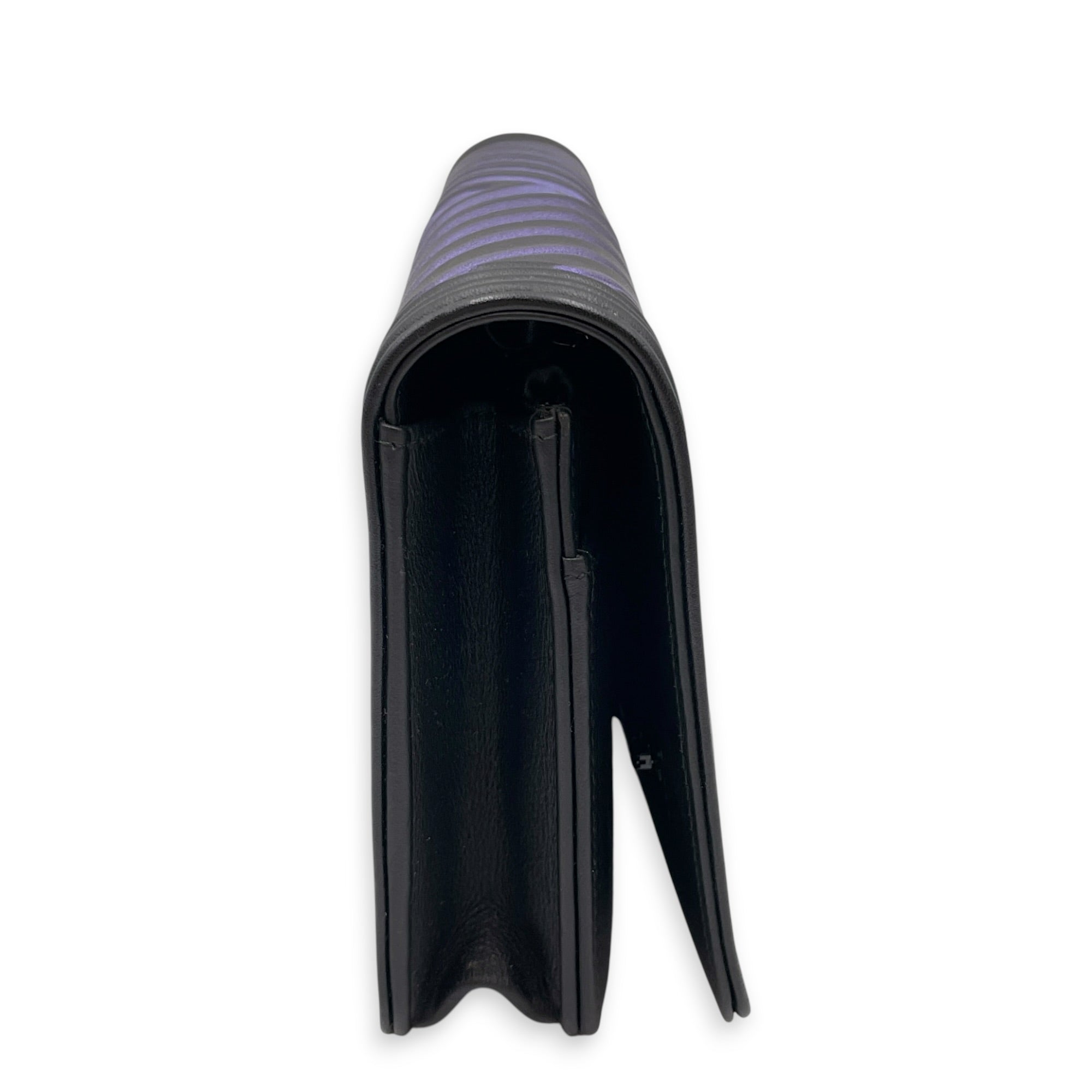 Boy Iridescent Black Wallet On Chain in Lambskin Ruthenium hardware