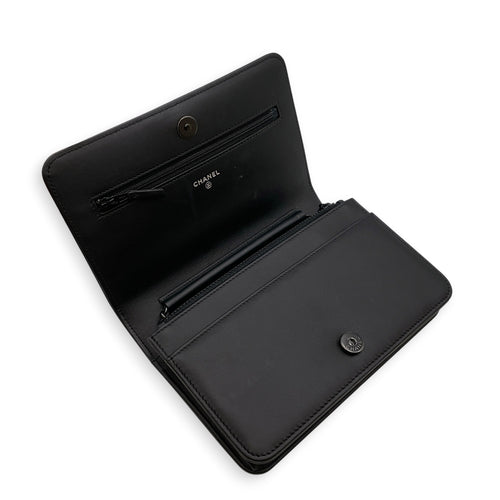 Boy Iridescent Black Wallet On Chain in Lambskin Ruthenium hardware