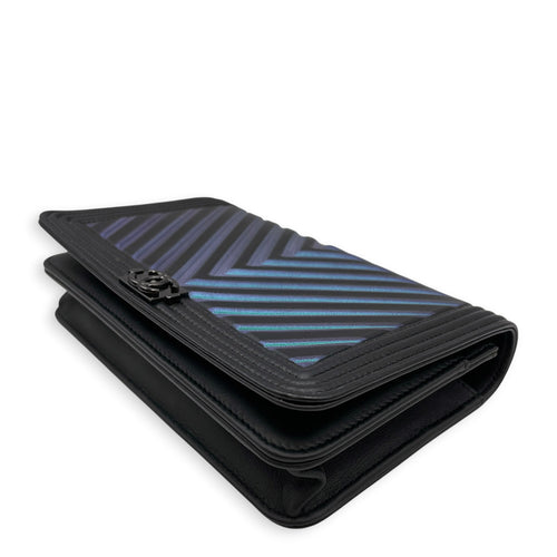 Boy Iridescent Black Wallet On Chain in Lambskin Ruthenium hardware
