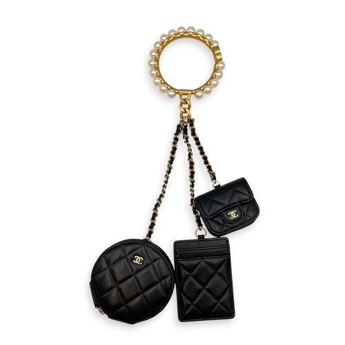 Lucky Symbol Charms Black Bag Accessory in Lambskin Gold hardware