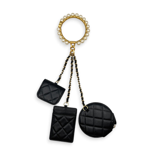 Lucky Symbol Charms Black Bag Accessory in Lambskin Gold hardware