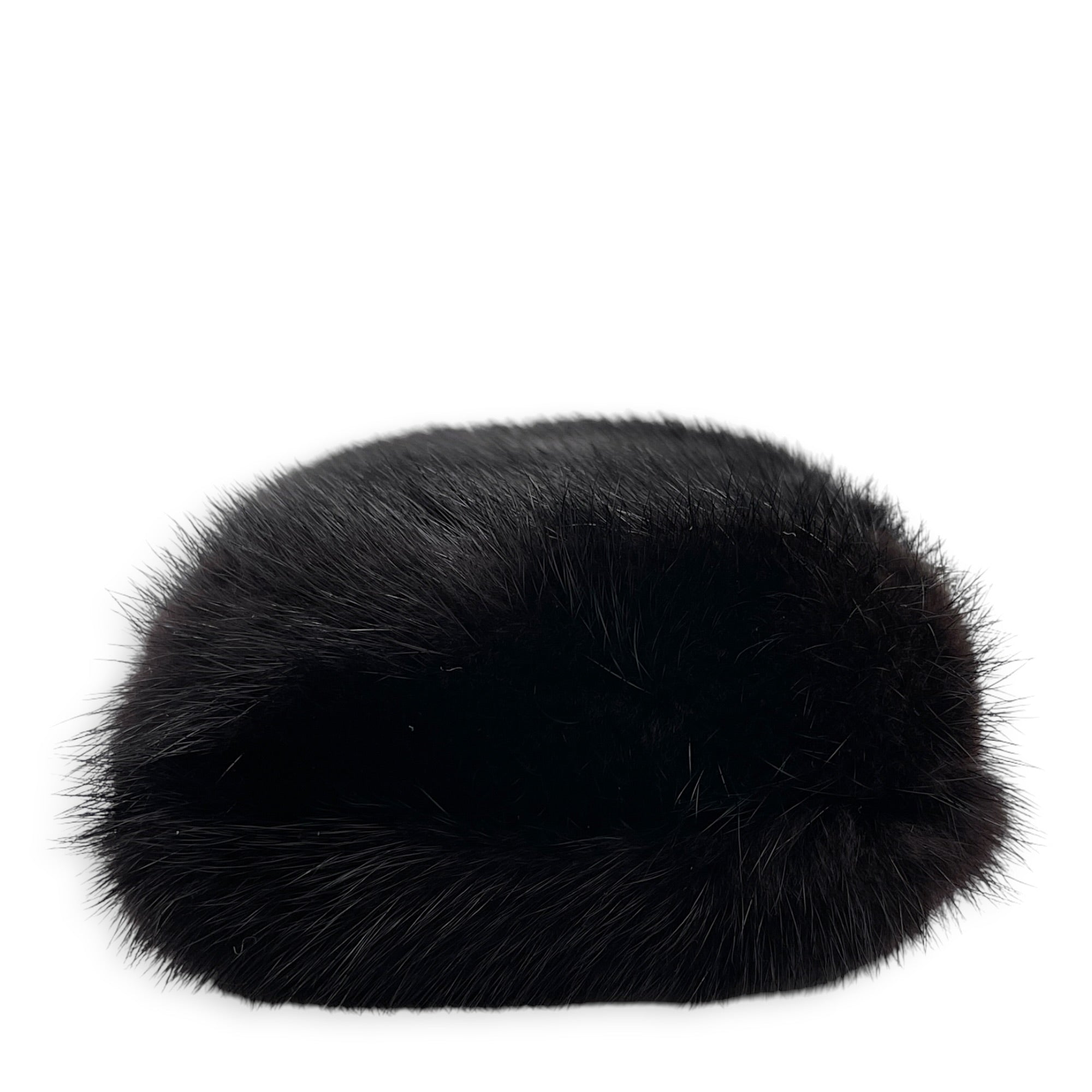 Faux-fur  Black Clutch Silver hardware