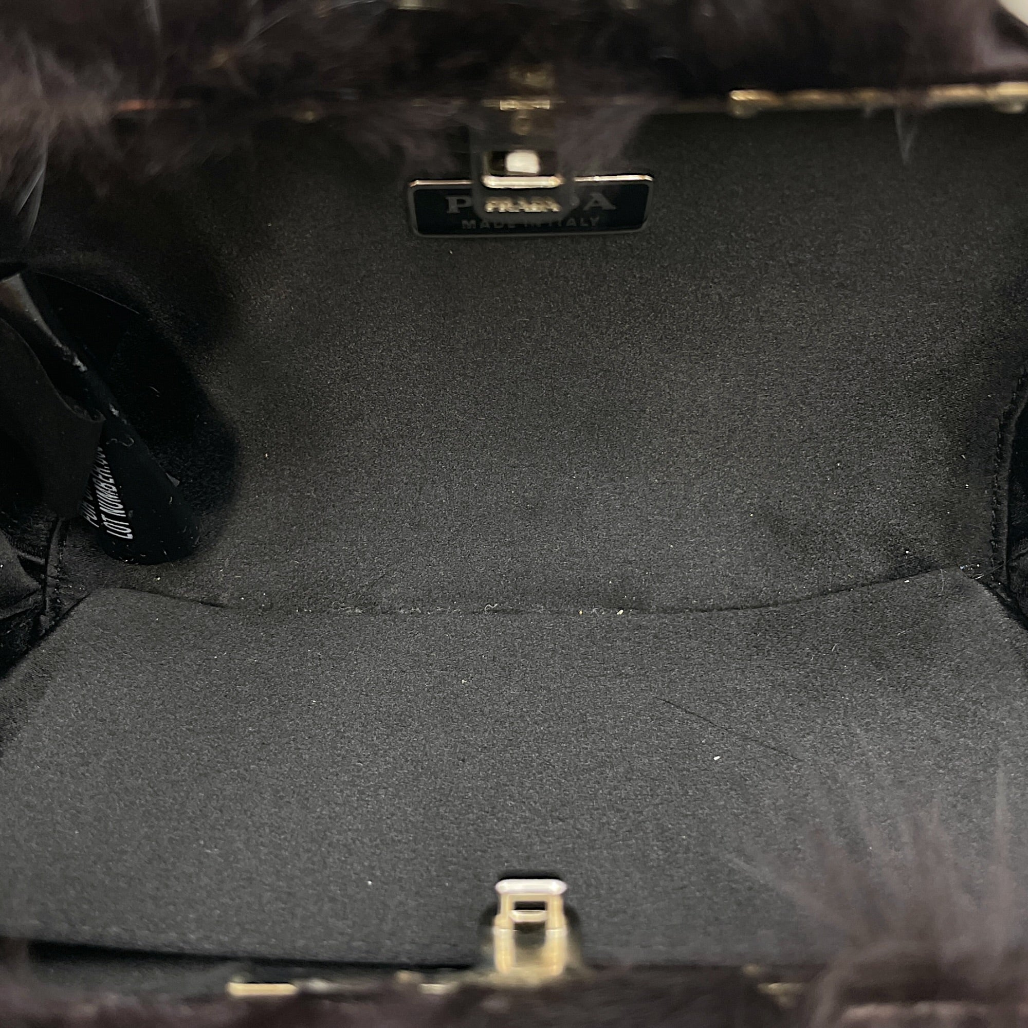 Faux-fur  Black Clutch Silver hardware