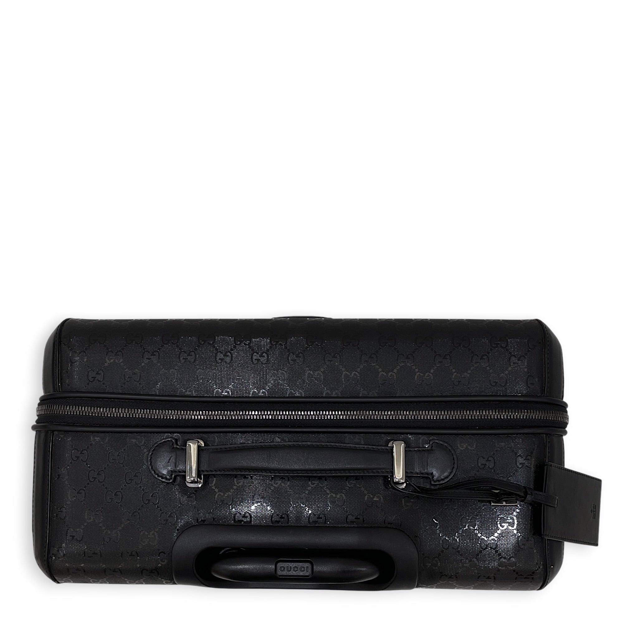 GG Supreme Black GG Imprime Trolley Travel  Luggage in Coated Canvas Silver hardware