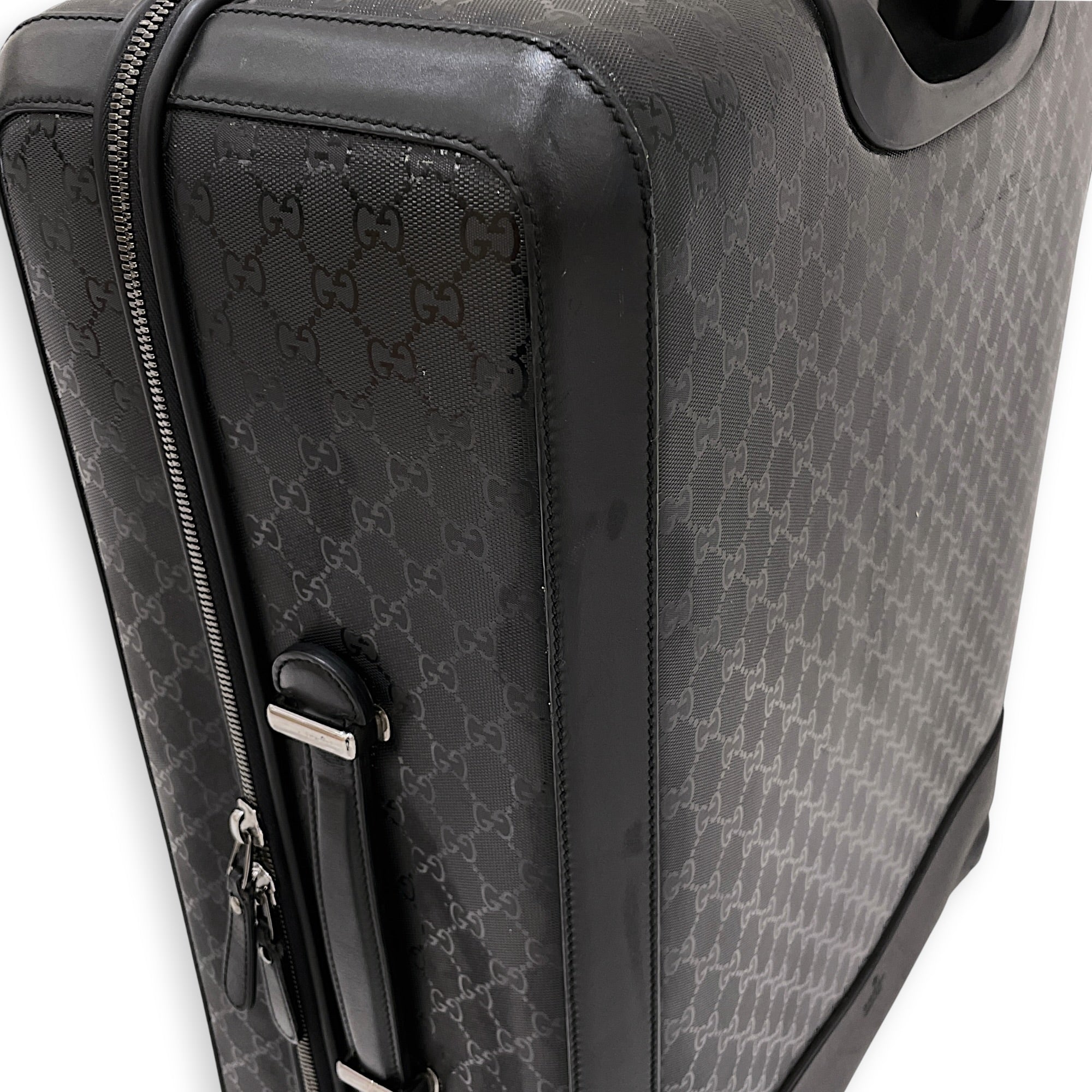 GG Supreme Black GG Imprime Trolley Travel  Luggage in Coated Canvas Silver hardware