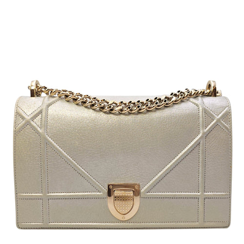Diorama 24 Silver Shoulder Bag in Calfskin Light Gold hardware