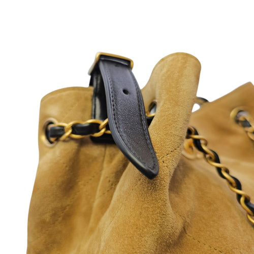 25A Two-Tone Quilted Coco Base  Multi-colour Shoulder Bag in Suede Leather Gold hardware