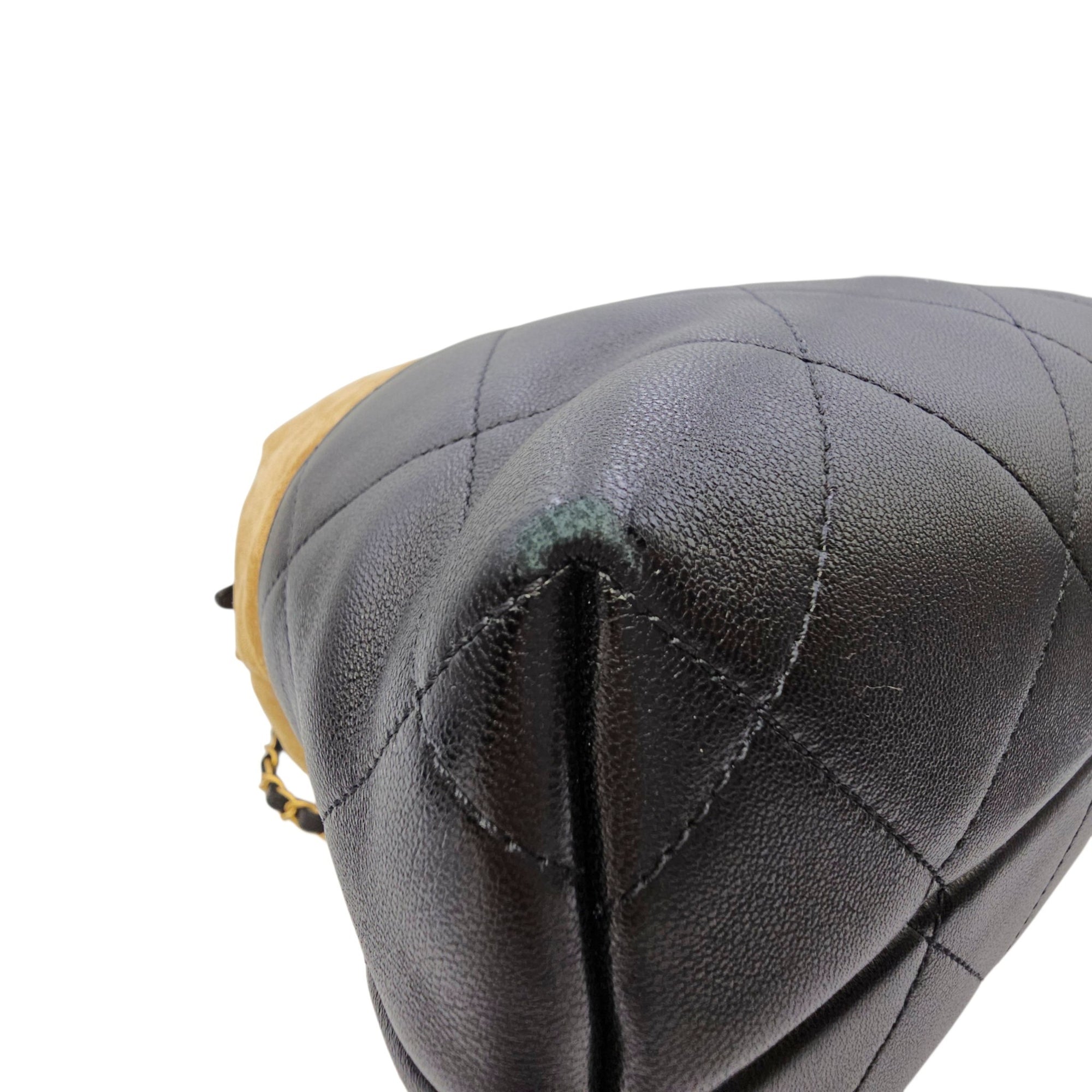 25A Two-Tone Quilted Coco Base  Multi-colour Shoulder Bag in Suede Leather Gold hardware