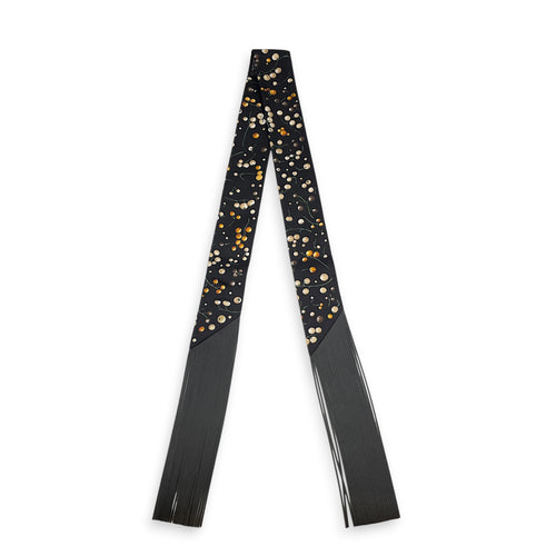 Red Berries Leather Fringes Noir/Beige Dore/Orange Twilly