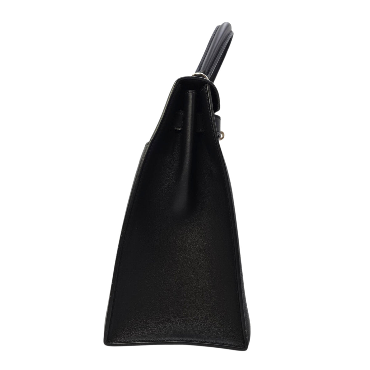 Sellier Kelly 32 Noir/Noir-Ecru in Swift/Toile h Berline Palladium hardware