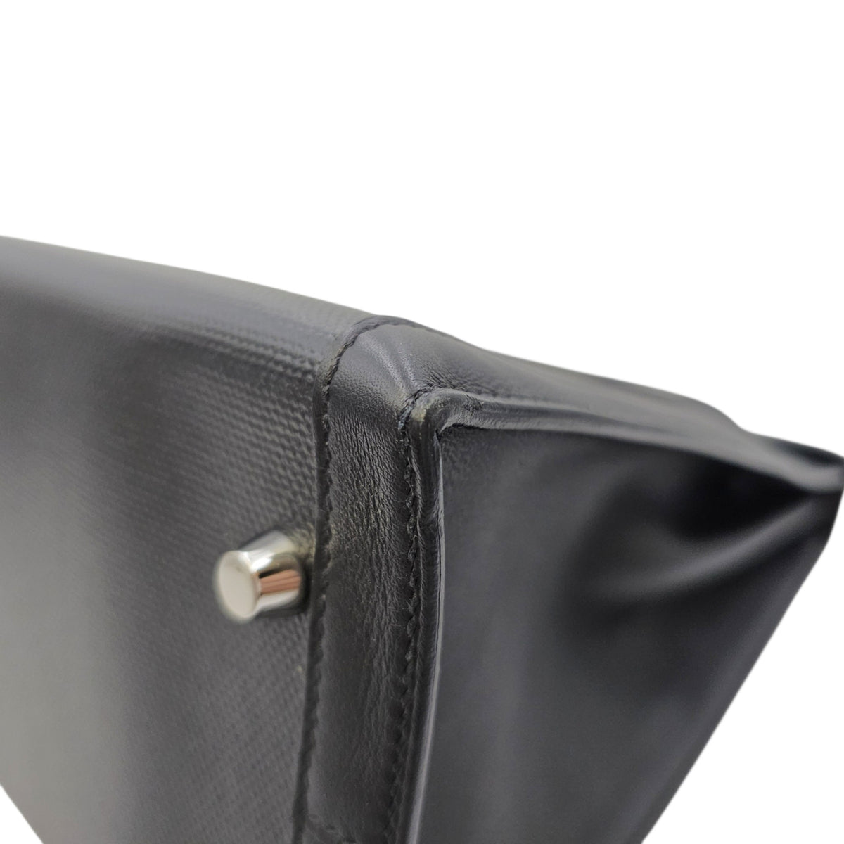 Sellier Kelly 32 Noir/Noir-Ecru in Swift/Toile h Berline Palladium hardware