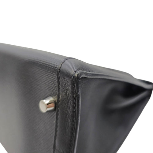 Sellier Kelly 32 Noir/Noir-Ecru in Swift/Toile h Berline Palladium hardware