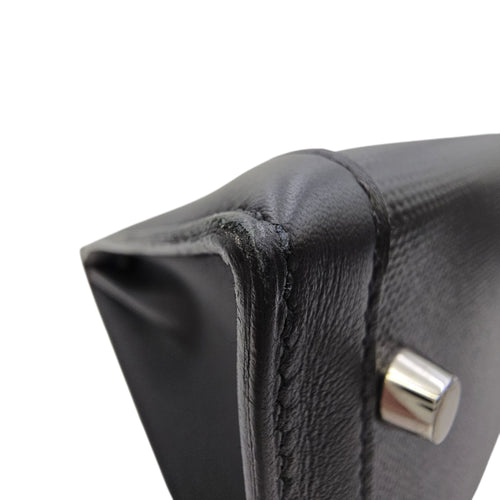 Sellier Kelly 32 Noir/Noir-Ecru in Swift/Toile h Berline Palladium hardware
