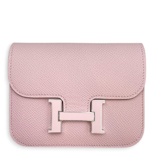 Constance Slim  Mauve Pale Wallet in Epsom Lacquered Metal hardware