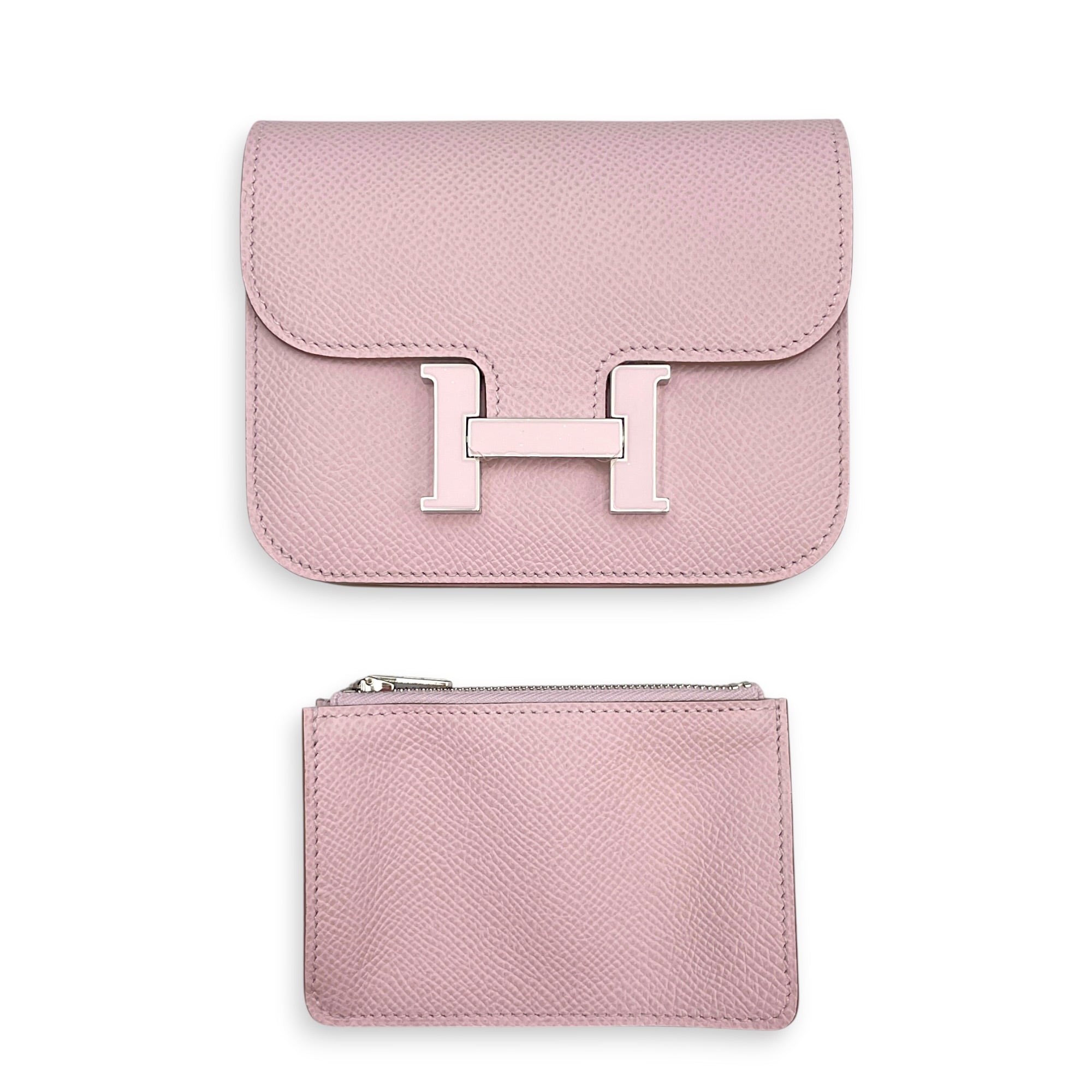 Constance Slim  Mauve Pale Wallet in Epsom Lacquered Metal hardware