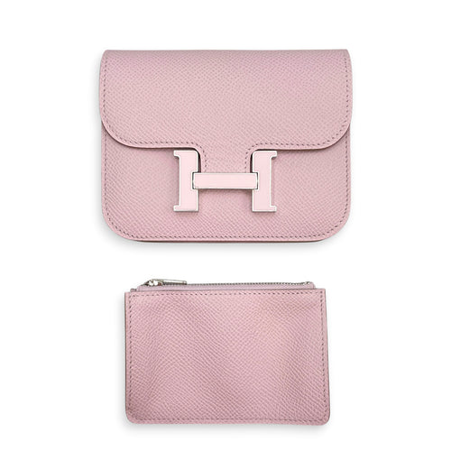 Constance Slim  Mauve Pale Wallet in Epsom Lacquered Metal hardware