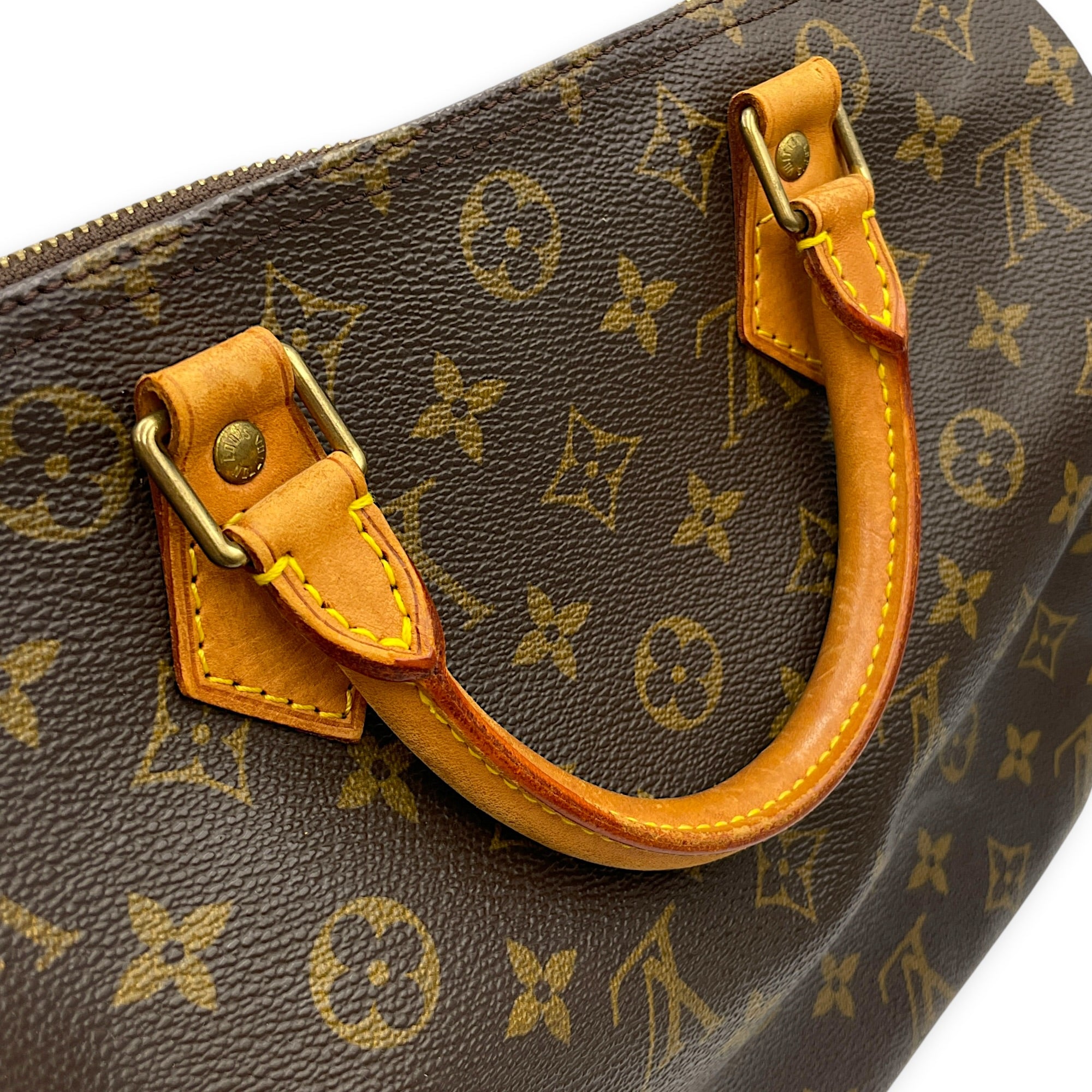 Speedy 30 Brown Top Handle Bag in Monogram Coated Canvas Gold hardware