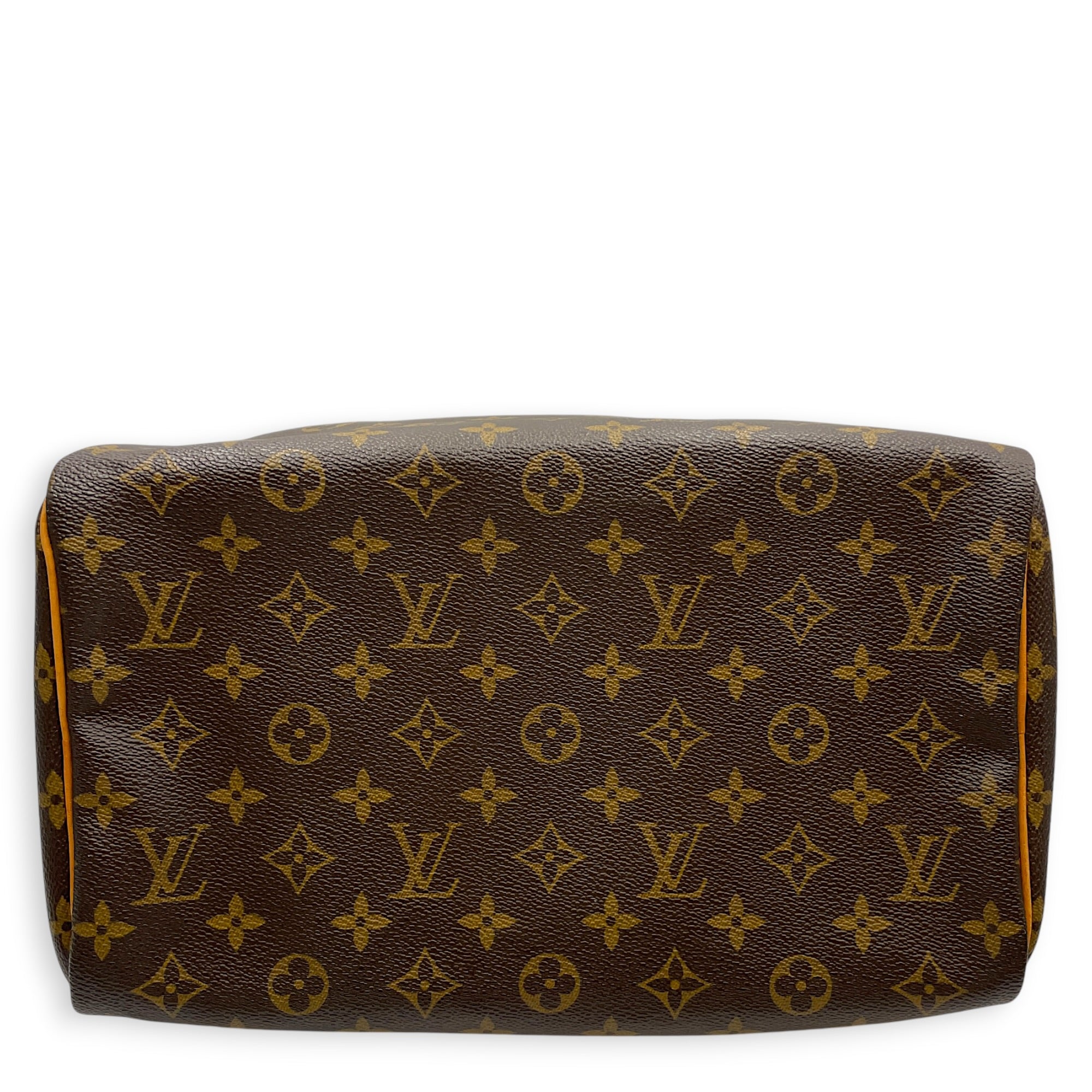 Speedy 30 Brown Top Handle Bag in Monogram Coated Canvas Gold hardware