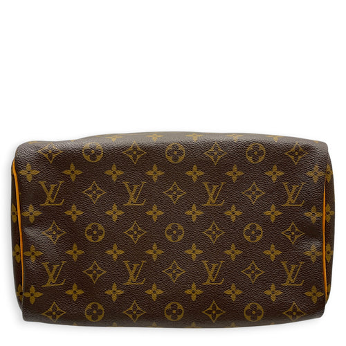 Speedy 30 Brown Top Handle Bag in Monogram Coated Canvas Gold hardware