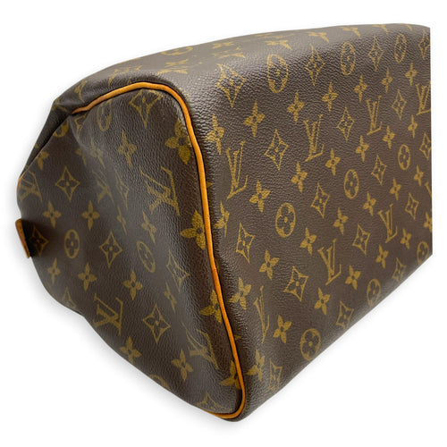 Speedy 30 Brown Top Handle Bag in Monogram Coated Canvas Gold hardware