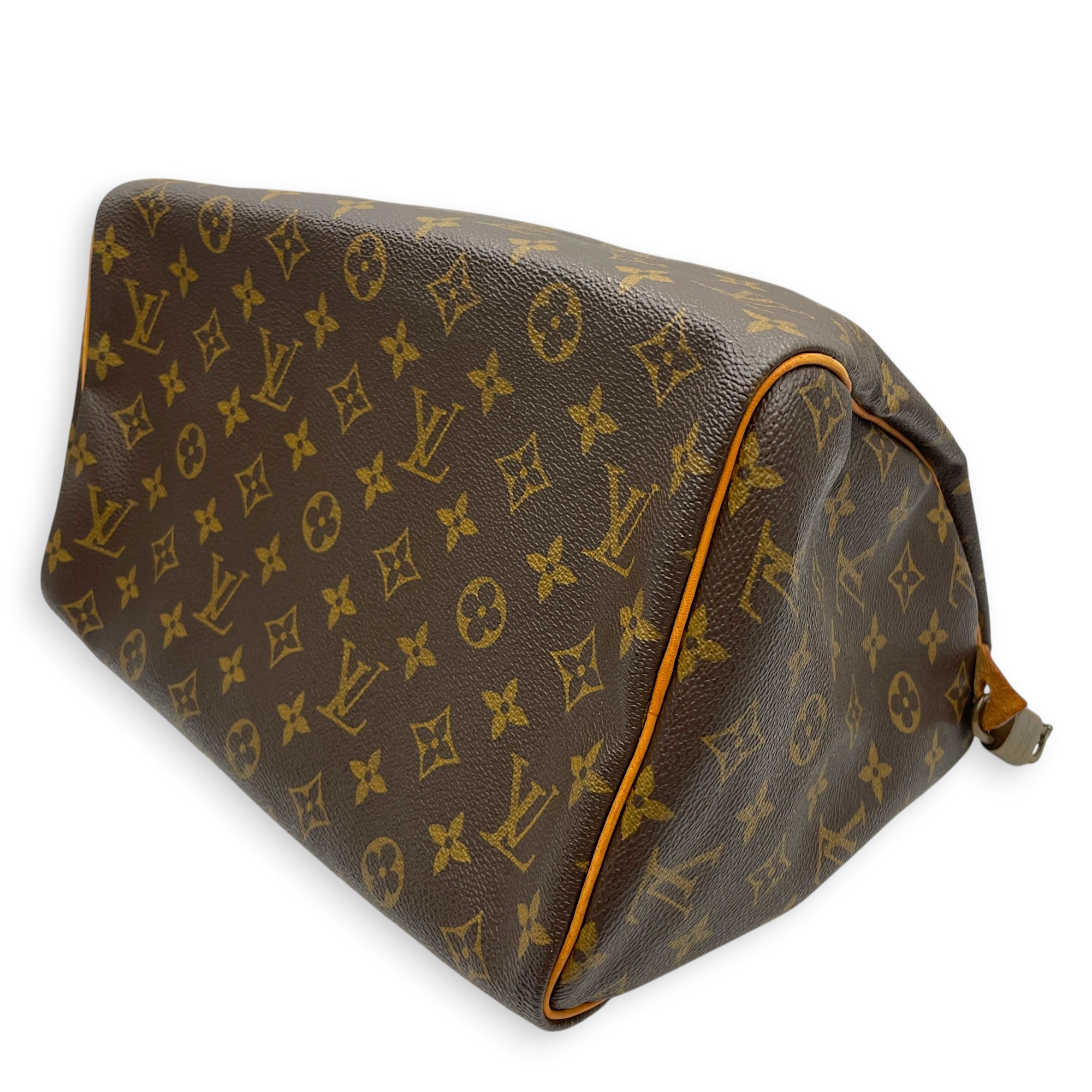 Speedy 30 Brown Top Handle Bag in Monogram Coated Canvas Gold hardware