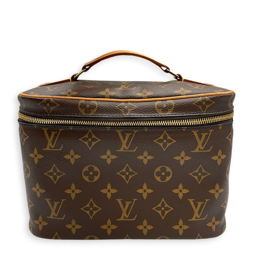 NIce  24 Monogram Brown Vanity Bag in Monogram Coated Canvas Gold hardware