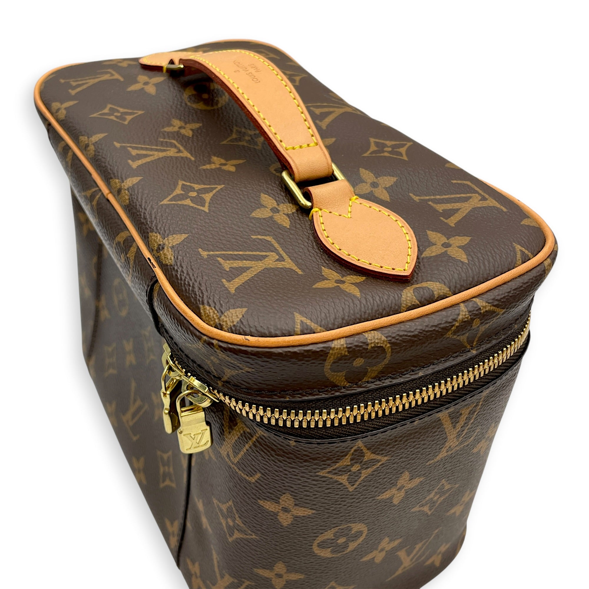NIce  24 Monogram Brown Vanity Bag in Monogram Coated Canvas Gold hardware