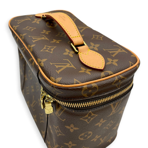 NIce  24 Monogram Brown Vanity Bag in Monogram Coated Canvas Gold hardware