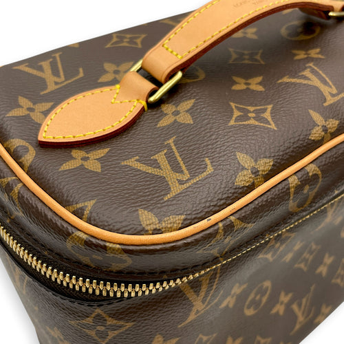 NIce  24 Monogram Brown Vanity Bag in Monogram Coated Canvas Gold hardware