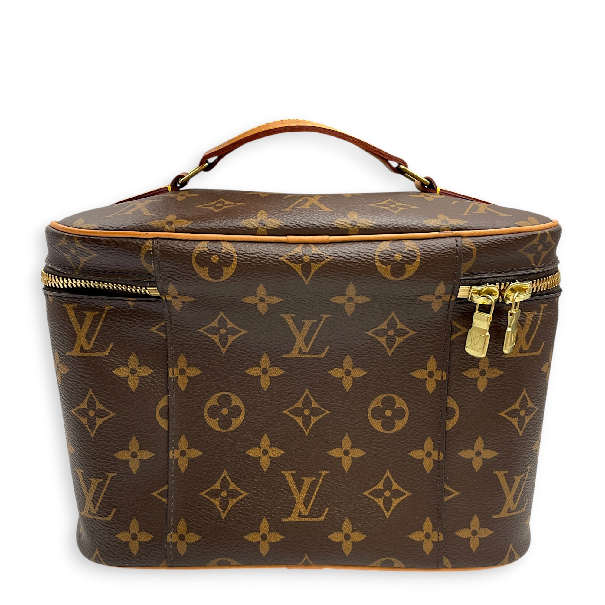 NIce  24 Monogram Brown Vanity Bag in Monogram Coated Canvas Gold hardware