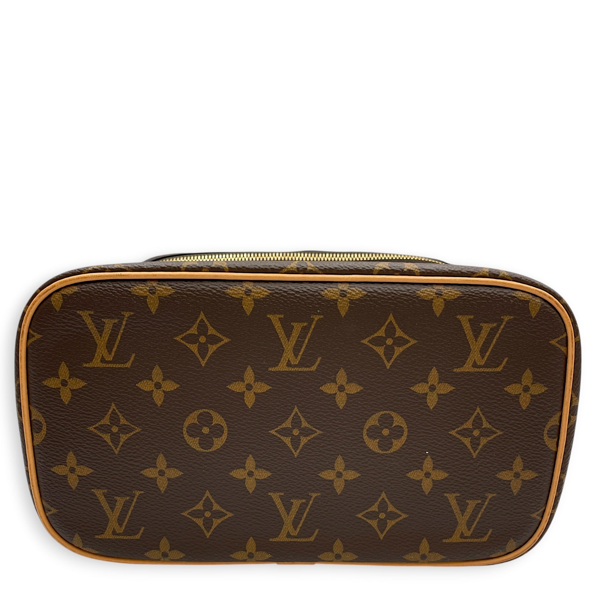 NIce  24 Monogram Brown Vanity Bag in Monogram Coated Canvas Gold hardware