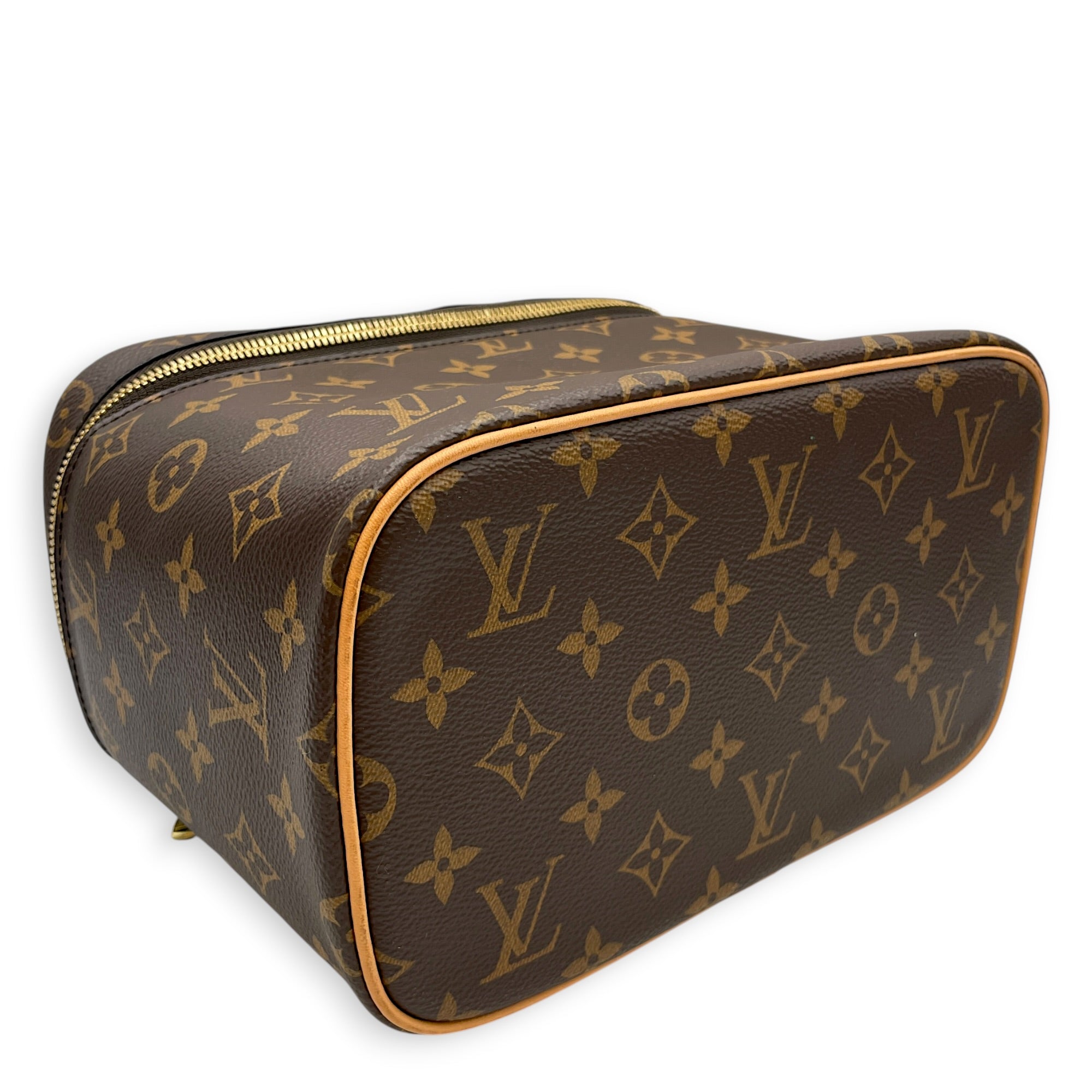 NIce  24 Monogram Brown Vanity Bag in Monogram Coated Canvas Gold hardware