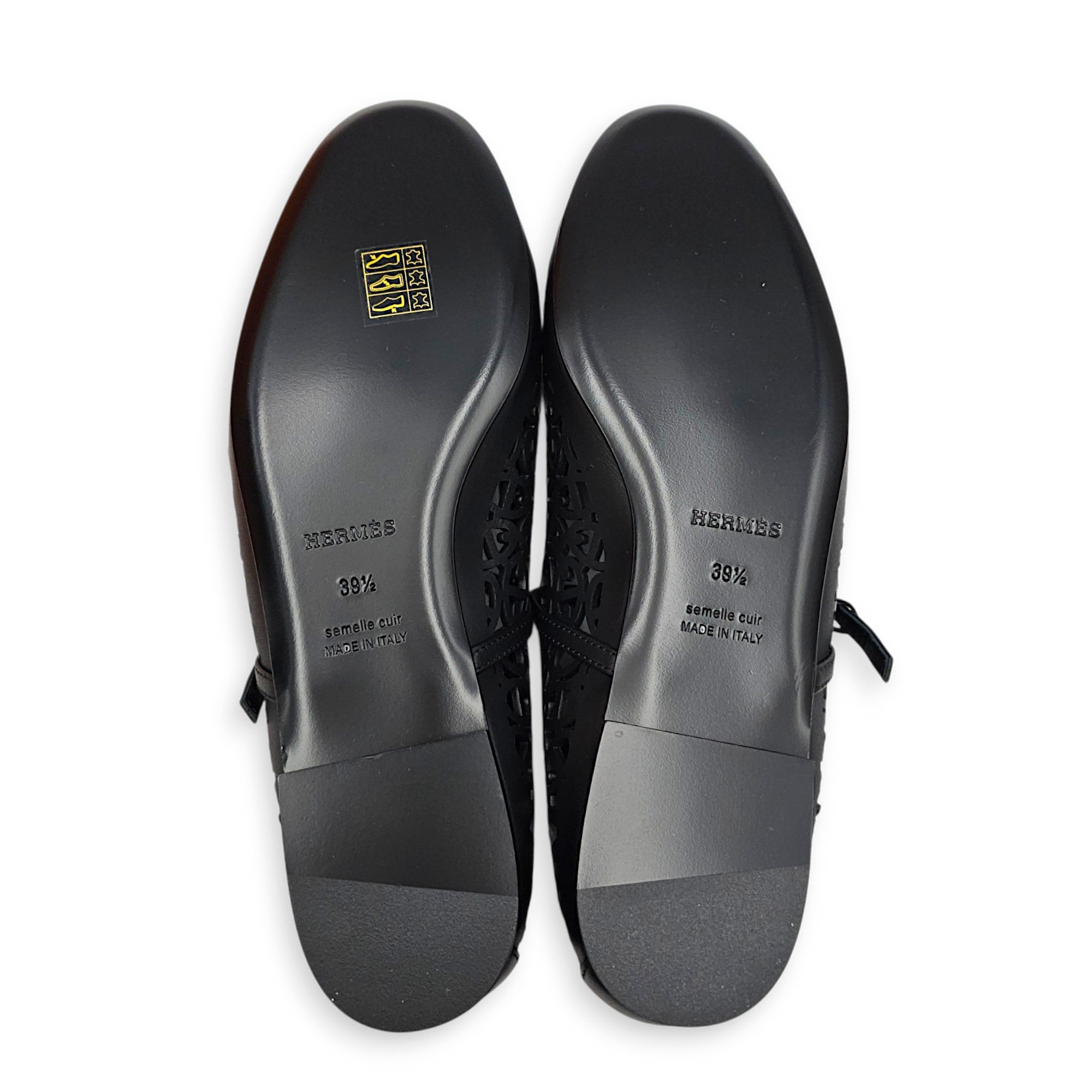Meli 39.5 Noir Ballet Flats in Calfskin Silver hardware