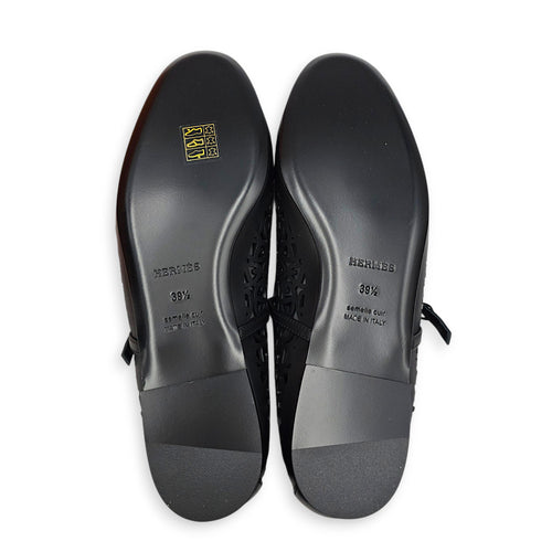 Meli 39.5 Noir Ballet Flats in Calfskin Silver hardware