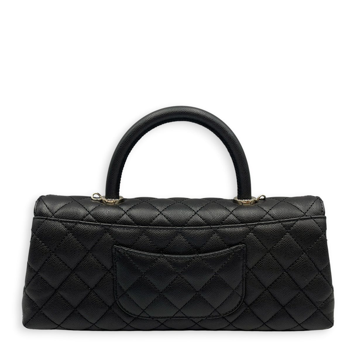Coco Handle Quilted 30cm Black Top Handle Bag in Caviar Leather Gold hardware