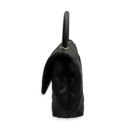 Coco Handle Quilted 30cm Black Top Handle Bag in Caviar Leather Gold hardware