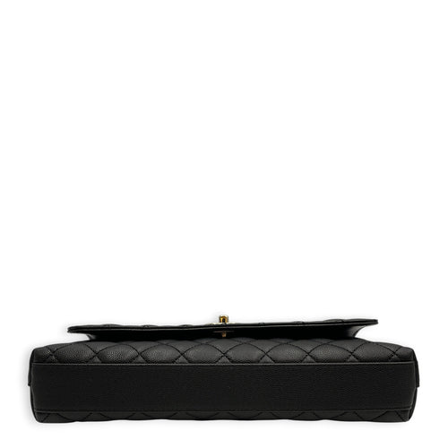 Coco Handle Quilted 30cm Black Top Handle Bag in Caviar Leather Gold hardware