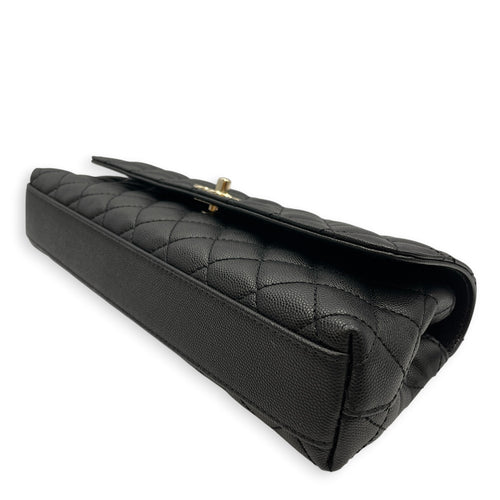 Coco Handle Quilted 30cm Black Top Handle Bag in Caviar Leather Gold hardware