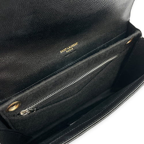 Envelope Black Wallet On Chain in Caviar Leather Gold hardware