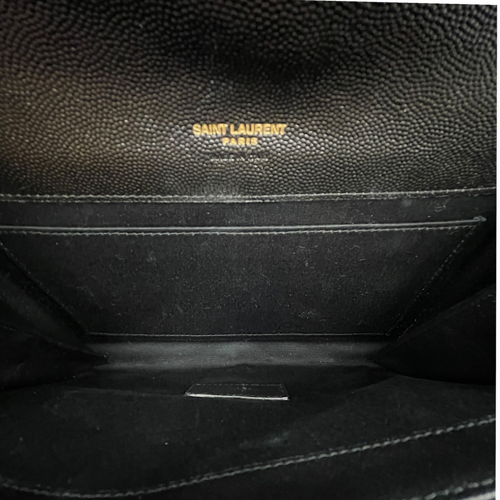 Envelope Black Wallet On Chain in Caviar Leather Gold hardware
