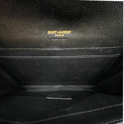 Envelope Black Wallet On Chain in Caviar Leather Gold hardware