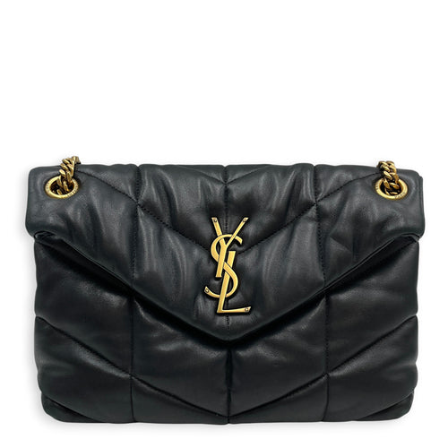 Loulou Medium Noir Shoulder Bag in Lambskin Gold hardware