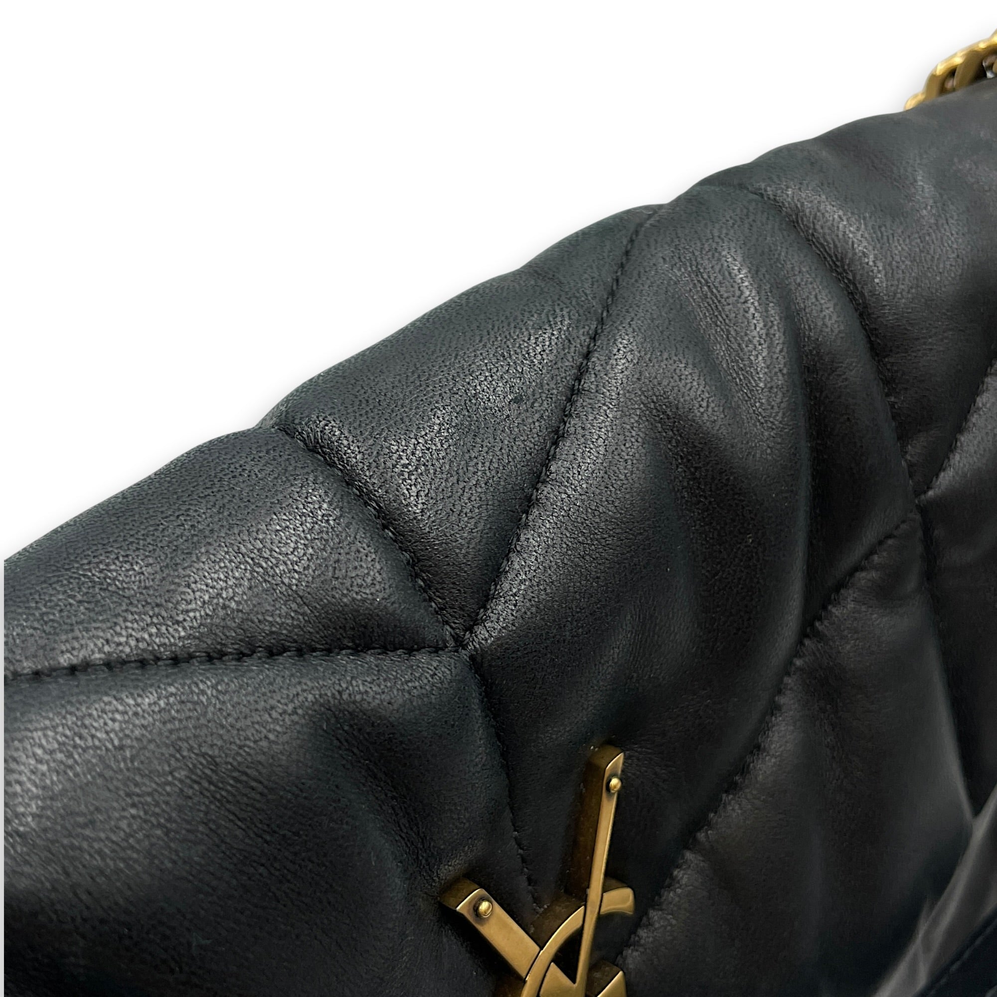 Loulou Medium Noir Shoulder Bag in Lambskin Gold hardware